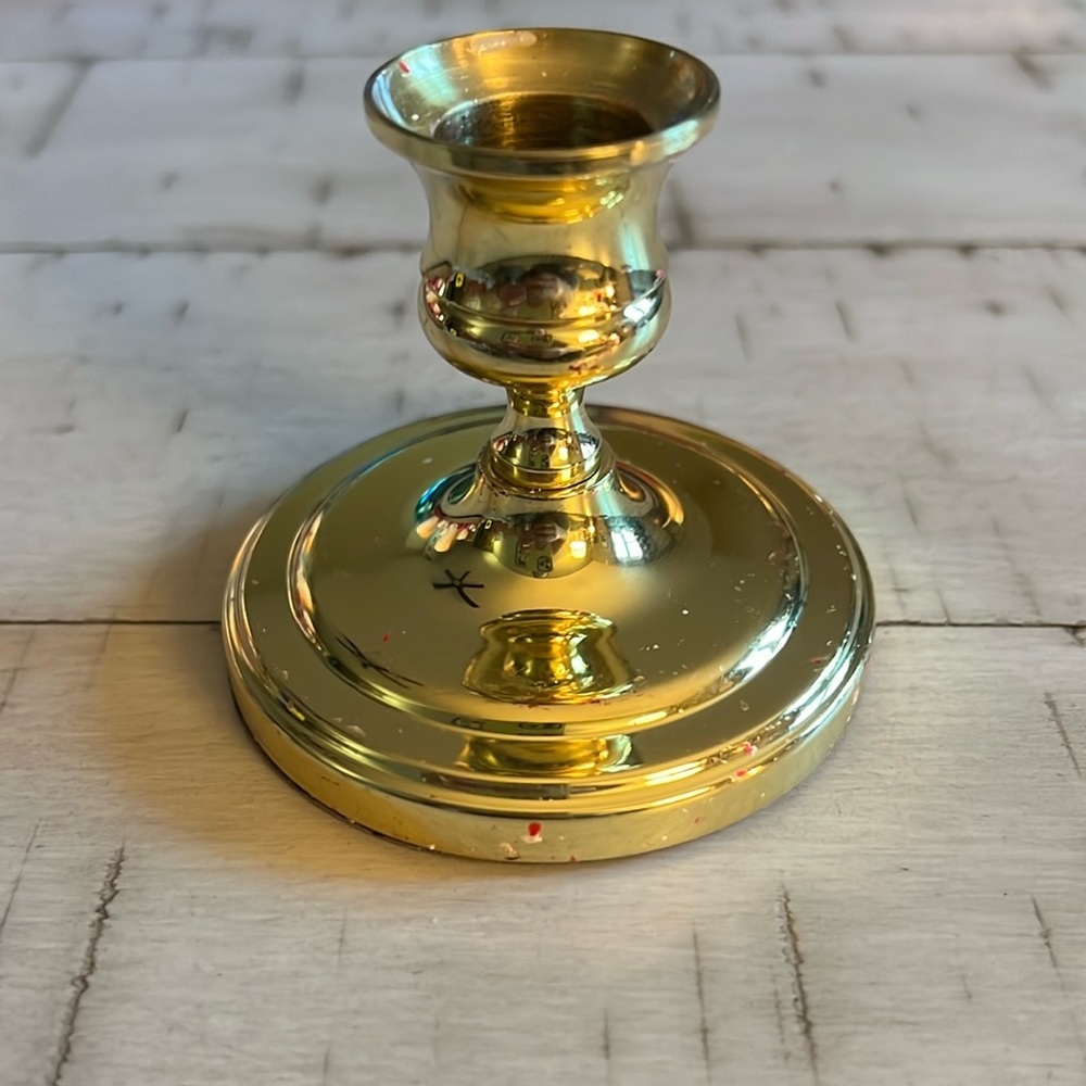 Vtg Baldwin 80s Solid Brass Round Base Console Taper Candlestick Candle Holder